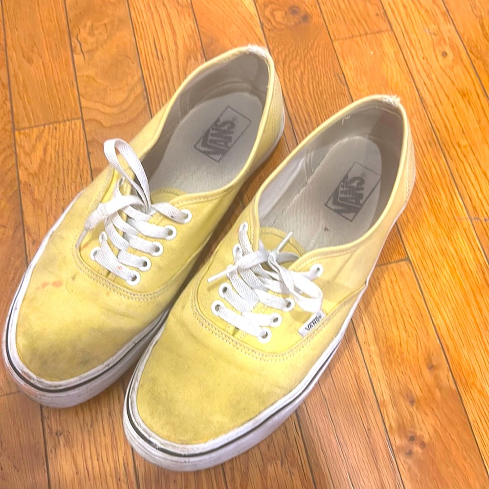 Size 11 men’s pastel yellow vans little dirty lots of life just need cleaned up